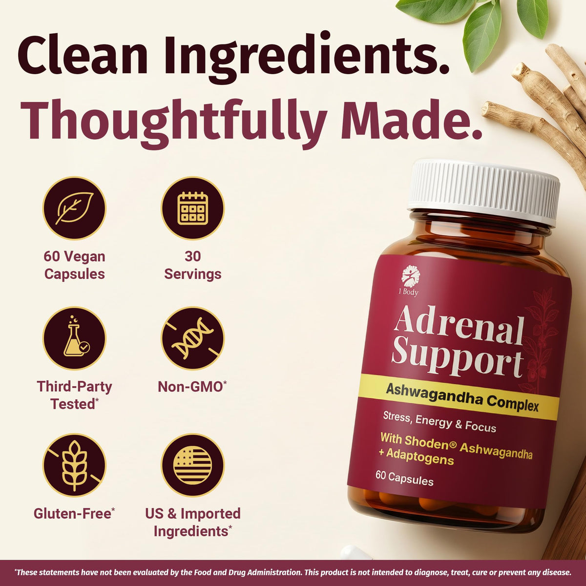 1 Body Adrenal Support Complex ingredients list