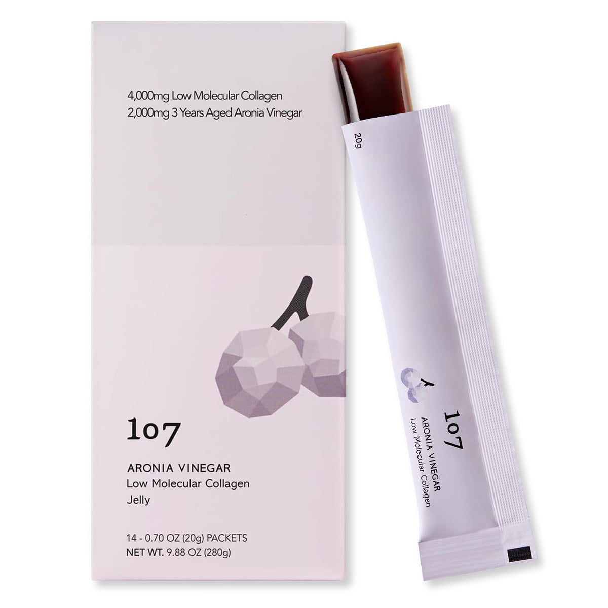 107 Aronia Vinegar Low Molecular Collagen Jelly Stick front view