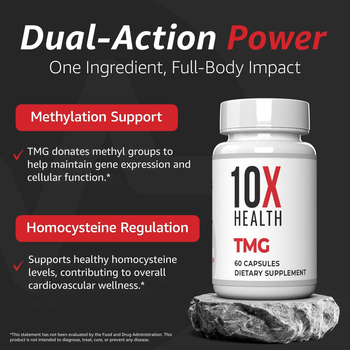 10X Health System TMG Supplements 60 Capsules back view