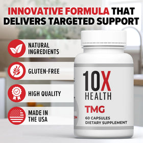 10X Health System TMG Supplements 60 Capsules close-up of capsules