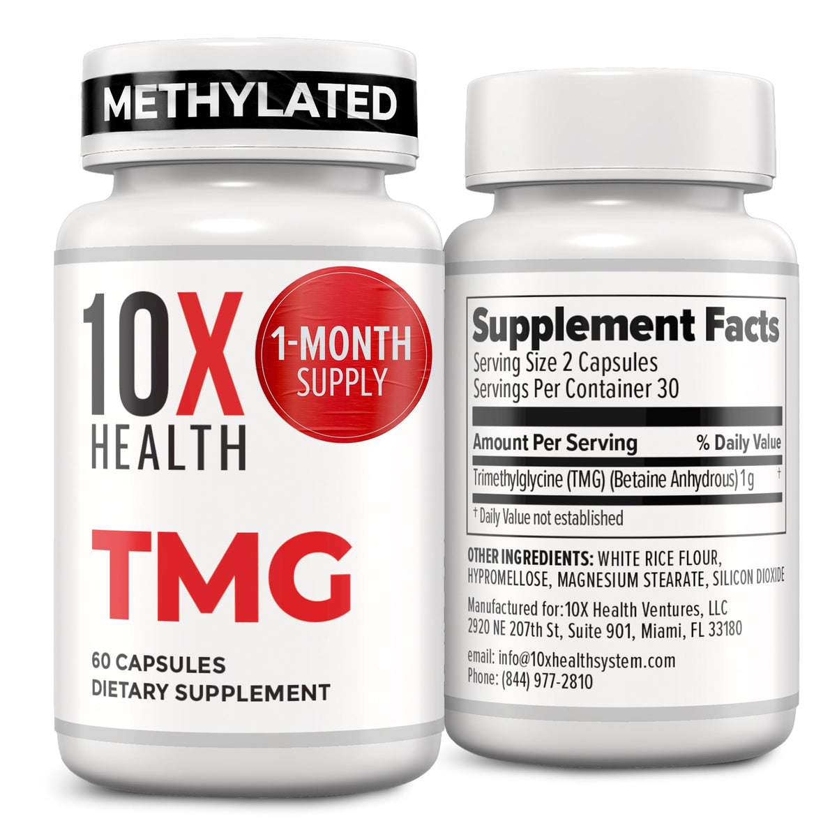 10X Health System TMG Supplements 60 Capsules front view