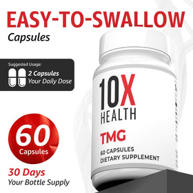 10X Health System TMG Supplements 60 Capsules on a table