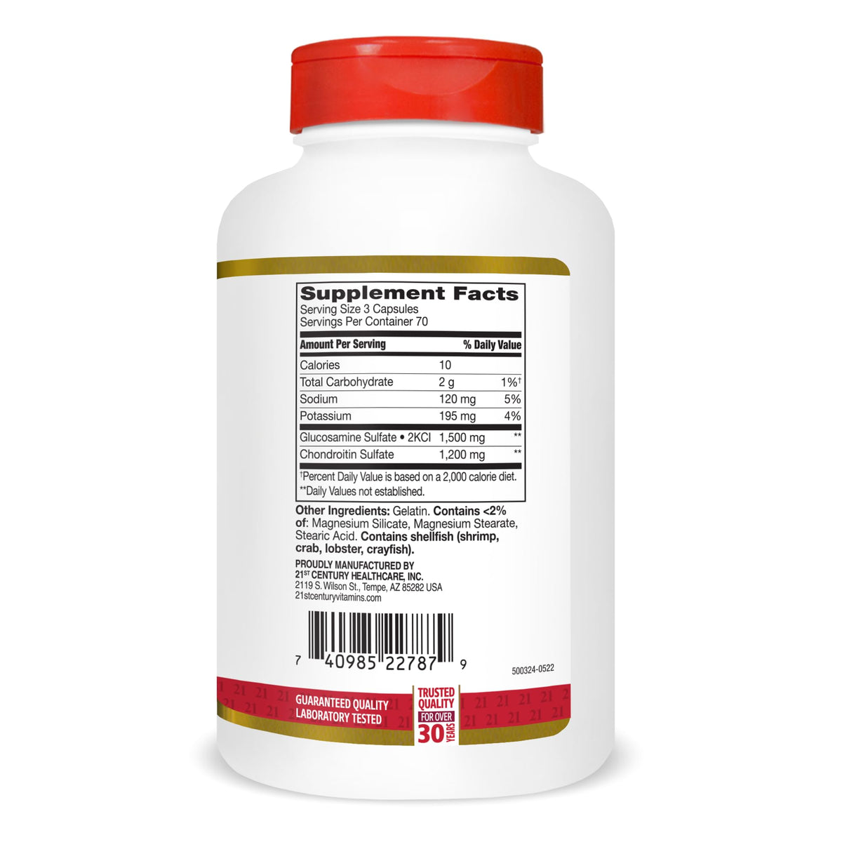 21st Century Double Strength Glucosamine Chondroitin 500/400mg packaging details