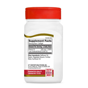 21st Century Vitamin D3 softgel showing dosage information