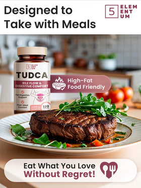 5 elementum TUDCA capsules in a hand