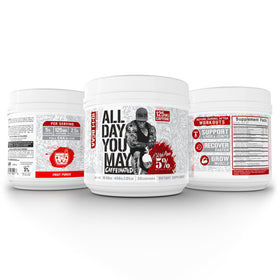 5% Nutrition AllDayYouMay Caffeinated BCAA Powder mixed in a shaker