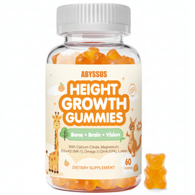 ABYSSUS Kids Height Growth Gummies front view, orange flavour