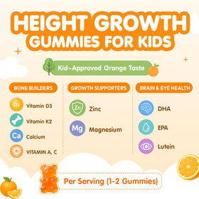 ABYSSUS Kids Height Growth Gummies on a wooden table