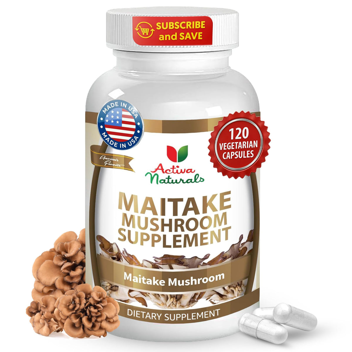 Activa Naturals Maitake Mushroom Capsules bottle front view