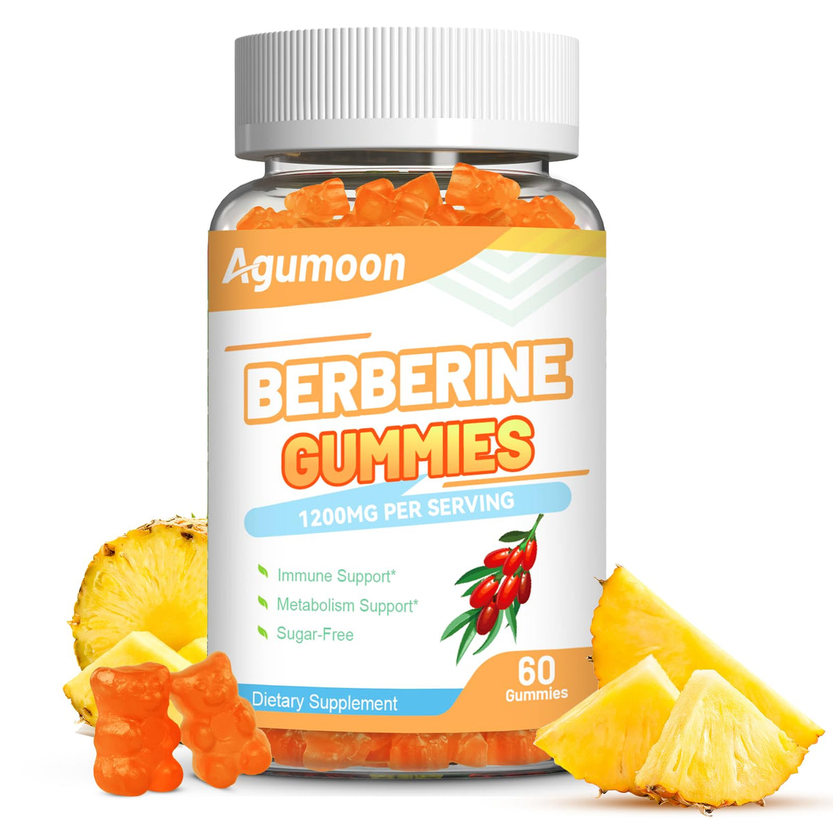 Agumoon Berberine Gummies 1200mg front view with packaging