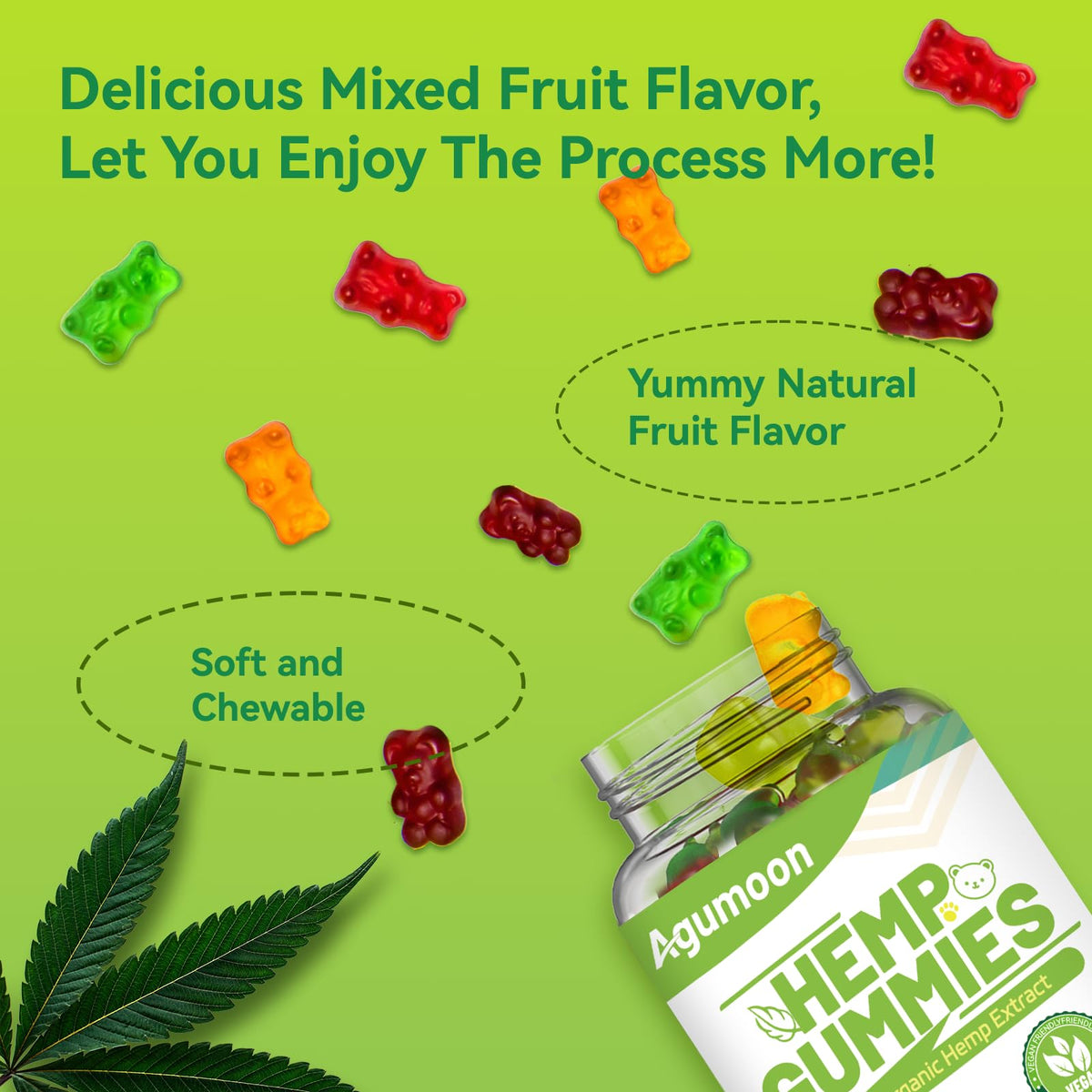 Agumoon Hemp Gummies side view showing chewy texture