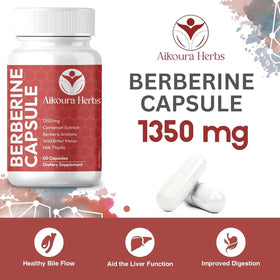 AIKOURA HERBS Berberine Complex 1350mg bottle with capsules
