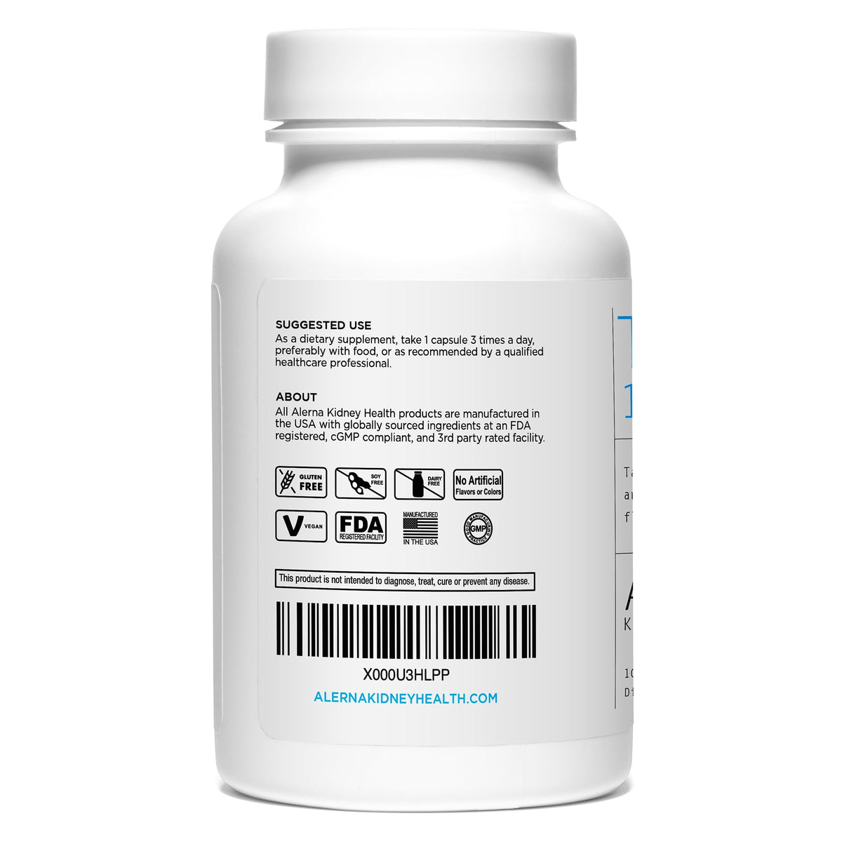 Alerna Kidney Health Tart Cherry Extract 1200 mg supplement label close-up