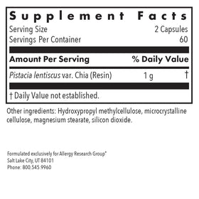 Allergy Research Group Mastica Chios Mastic Gum Resin 60 Capsules side view