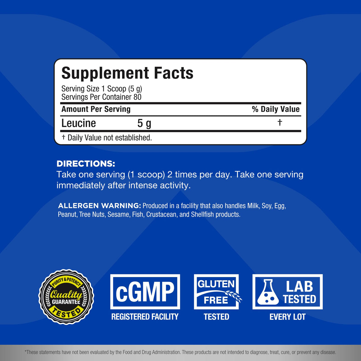 ALLMAX Leucine Powder 5000 mg 400 g nutritional information
