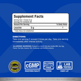 ALLMAX Leucine Powder 5000 mg 400 g nutritional information
