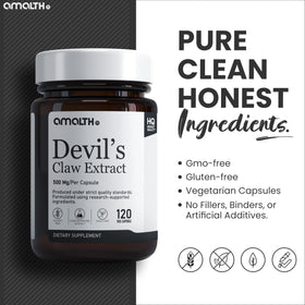 AMALTH Devils Claw Extract Capsules 500 mg lifestyle scene on a kitchen counter