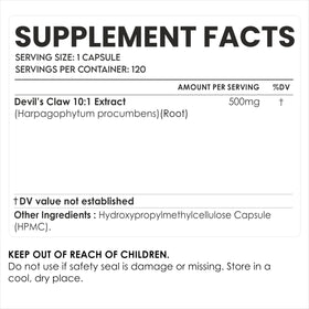 AMALTH Devils Claw Extract Capsules 500 mg side view showing capsule details