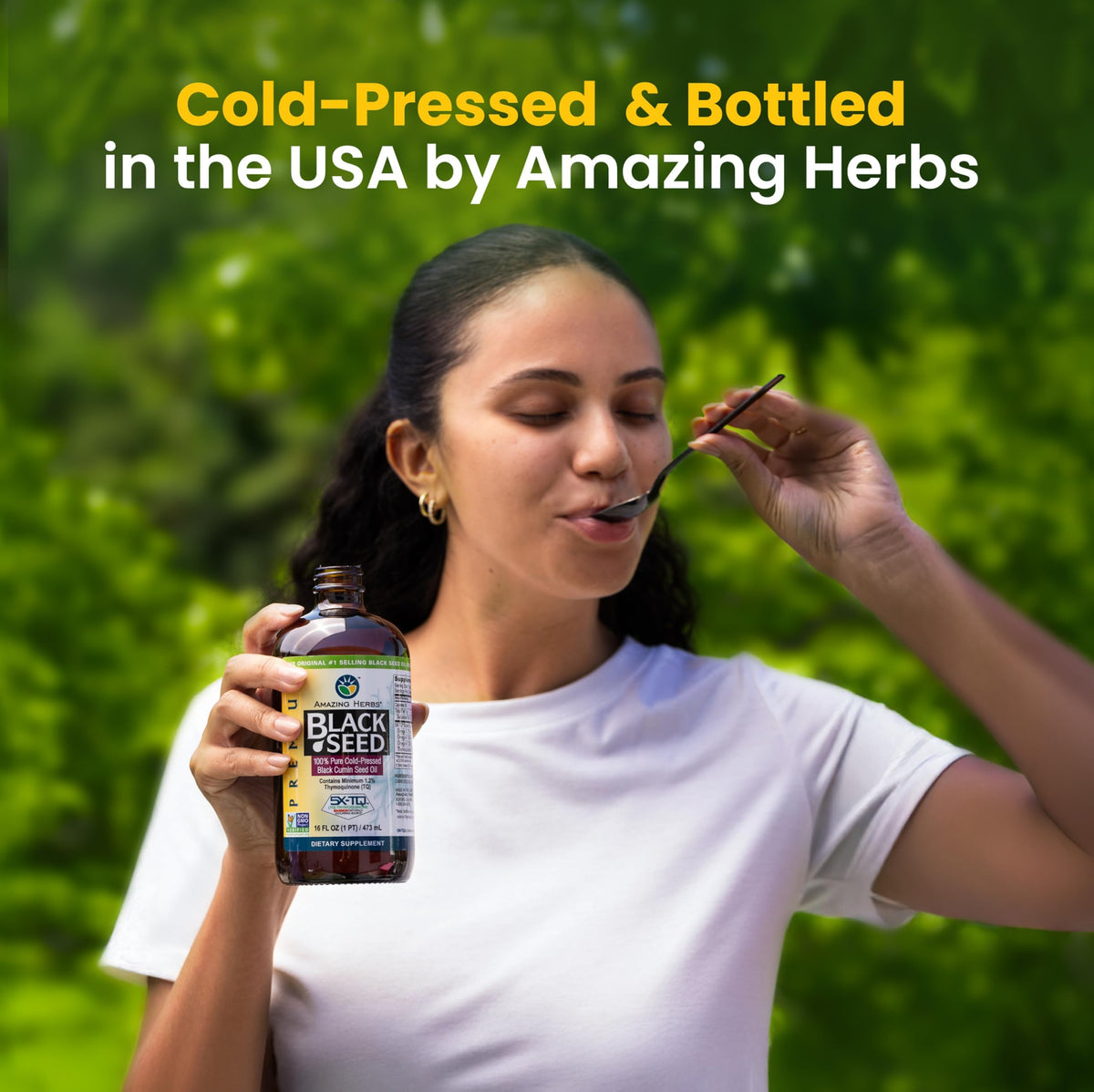 Amazing Herbs Black Seed Oil 16 Fl Oz bottle packaging