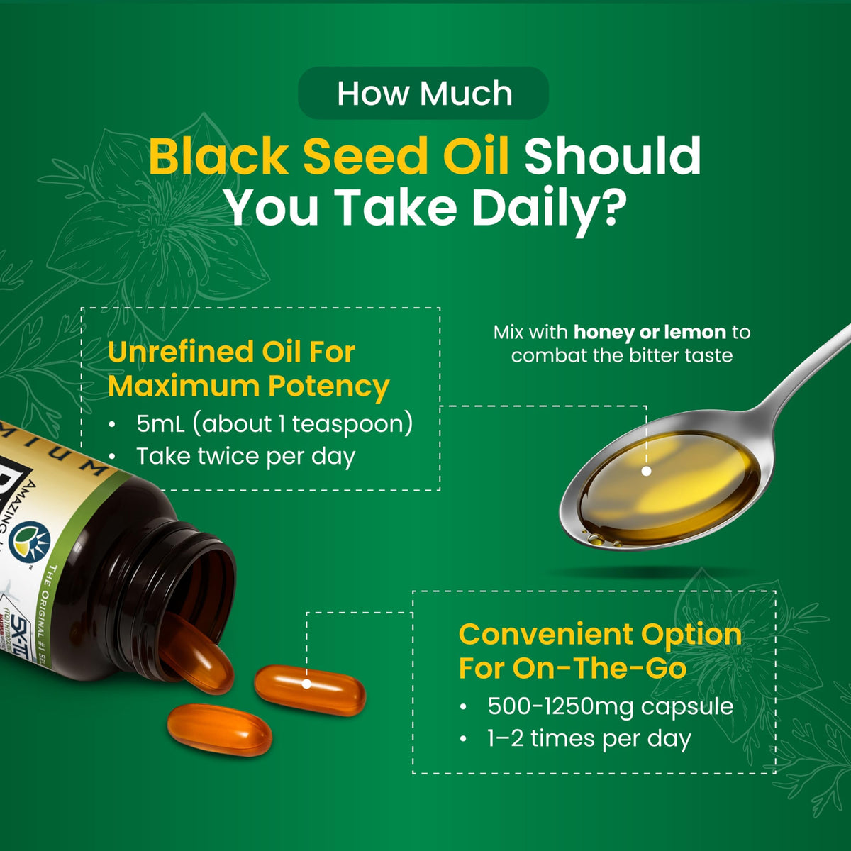 Amazing Herbs Black Seed Oil 16 Fl Oz bottle with dropper