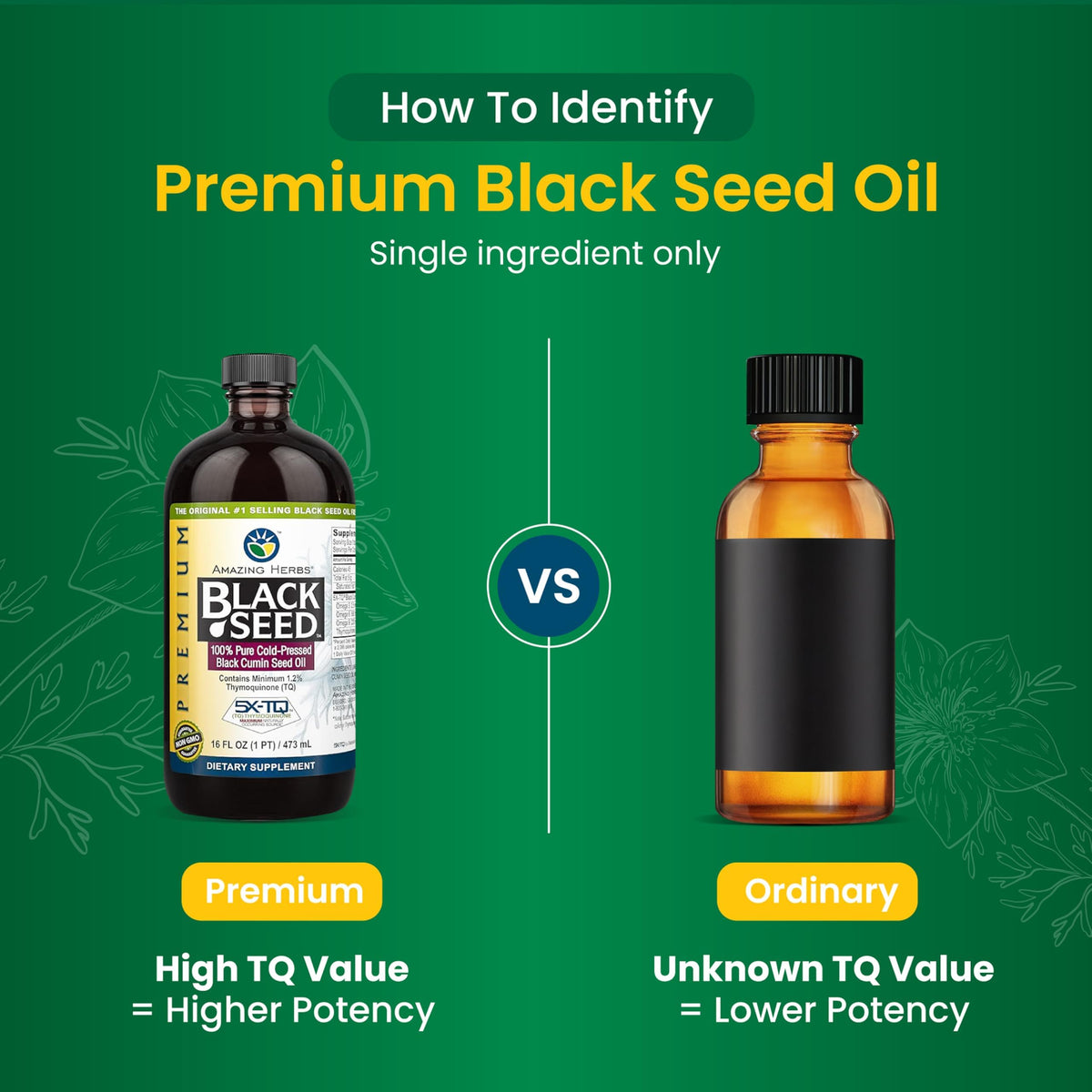 Amazing Herbs Black Seed Oil 16 Fl Oz glass bottle with cap