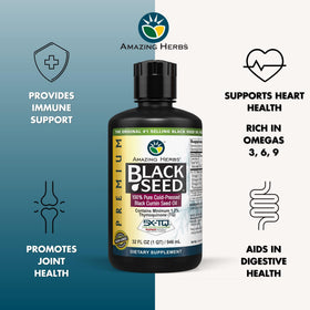 Amazing Herbs Premium Black Seed Oil 32 Fl Oz Bottle back view