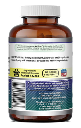 Amazing Nutrition Alpha Lipoic Acid 600 Mg capsules with dosage information