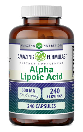 Amazing Nutrition Alpha Lipoic Acid 600 Mg supplement capsules front view
