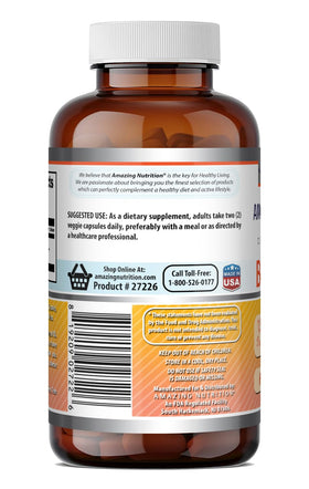 Amazing Nutrition Berberine Supplement 1200 Mg capsules on a wooden table