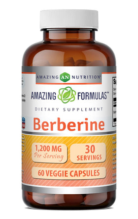 Amazing Nutrition Berberine Supplement 1200 Mg veggie capsules front view