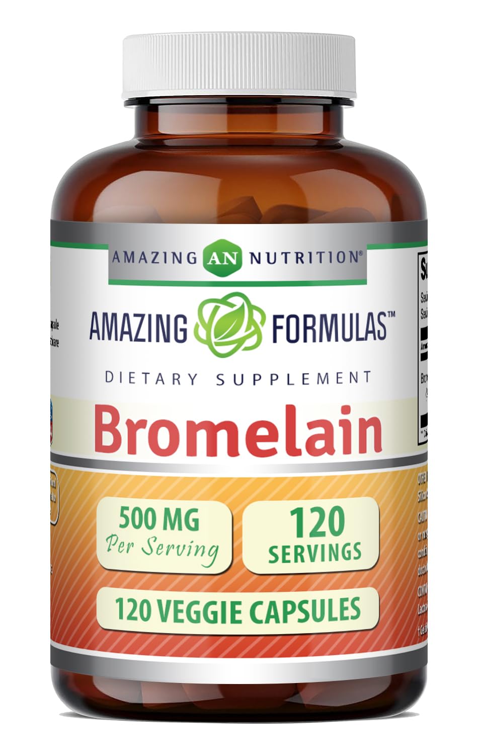 Amazing Nutrition Bromelain Supplement 500 mg veggie capsules front view
