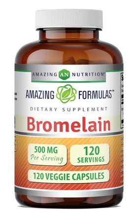 Amazing Nutrition Bromelain Supplement 500 mg veggie capsules front view