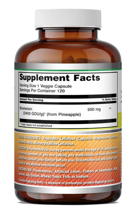 Amazing Nutrition Bromelain Supplement packaging on a wooden surface