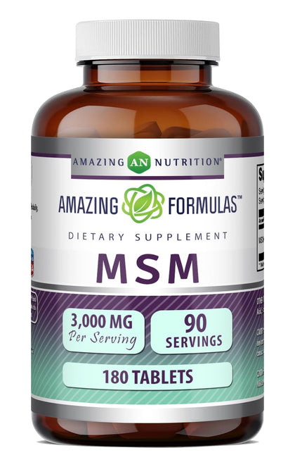 Amazing Nutrition MSM Supplement 3000 Mg 180 Tablets front view