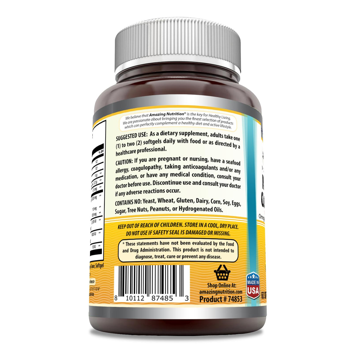 Amazing Nutrition Omega Norwegian Cod Liver Oil 1250 Mg Softgels packaging
