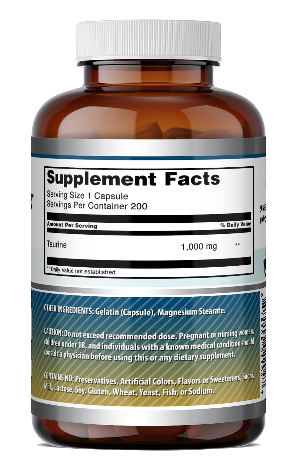 Amazing Nutrition Taurine 1000 Mg Capsules close-up of capsules