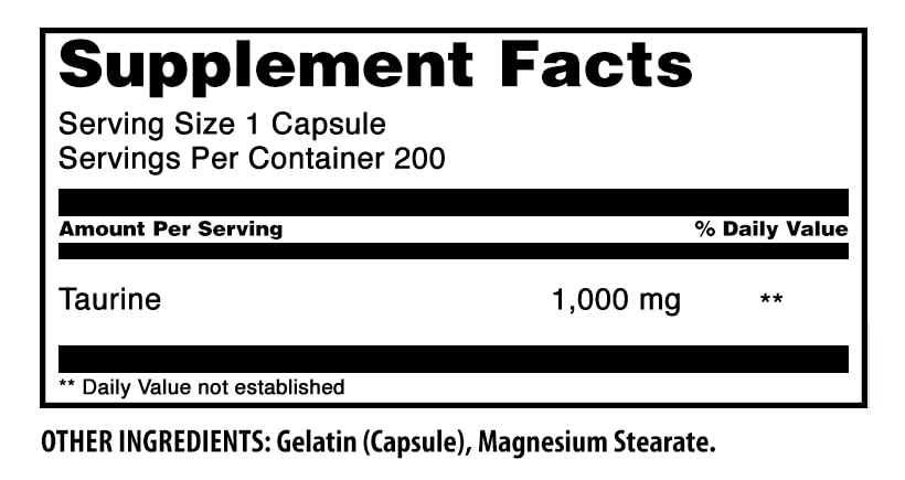 Amazing Nutrition Taurine 1000 Mg Capsules side view