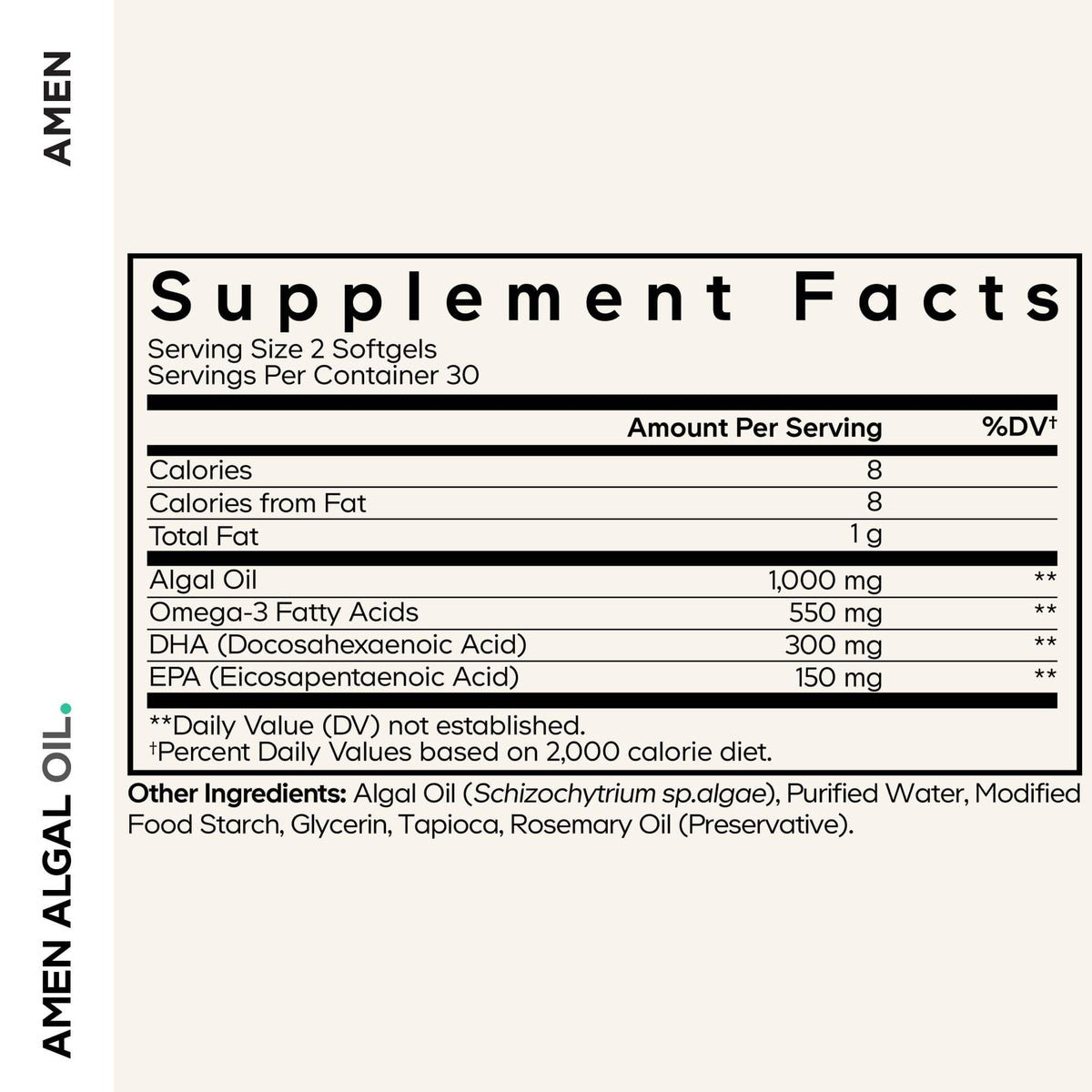 Amen Algal Oil Vegan Omega-3 Supplement softgel close-up