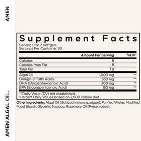 Amen Algal Oil Vegan Omega-3 Supplement softgel close-up
