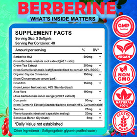 AMENQ hHEALTH Berberine Supplement softgel bottle back view