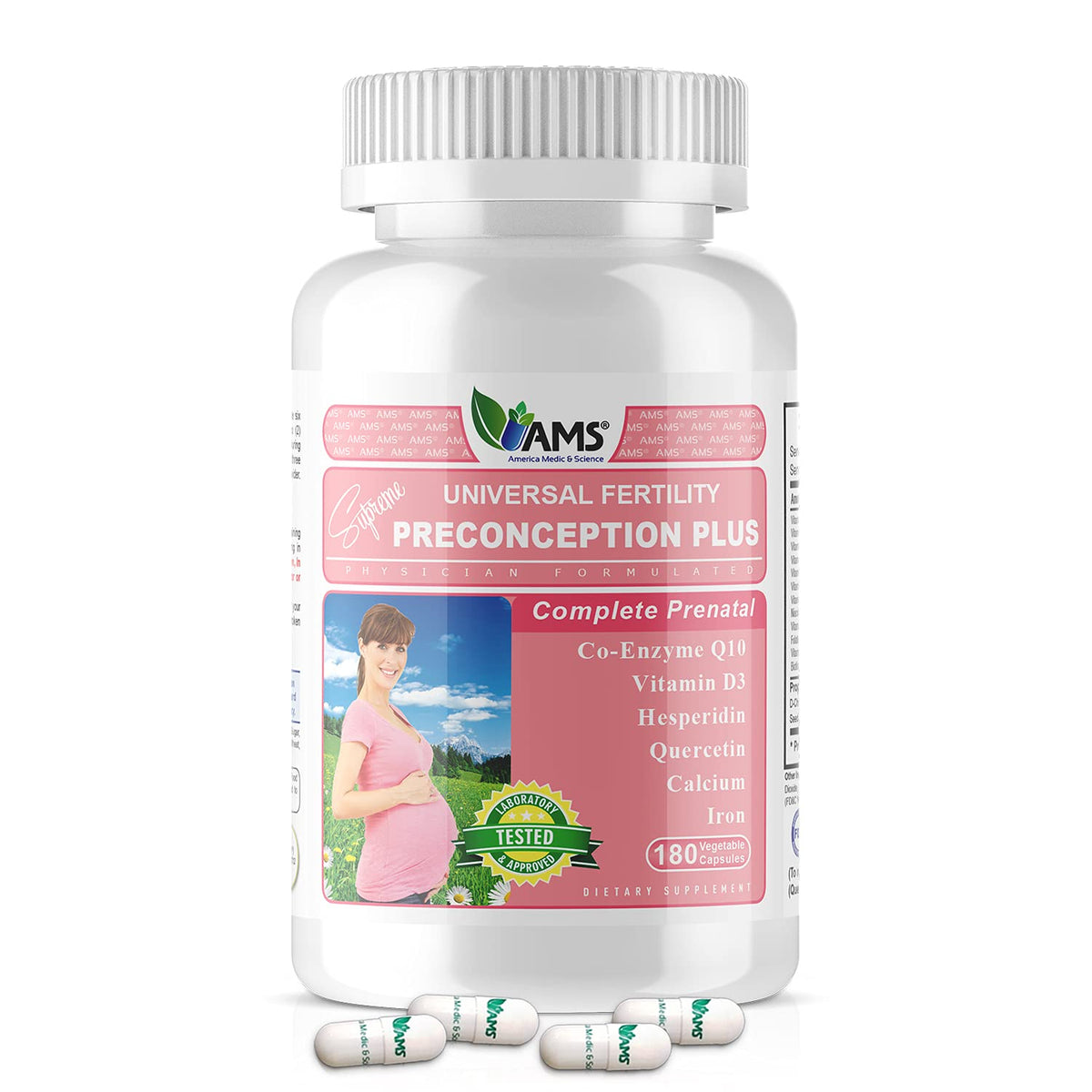 America Medic & Science Preconception Plus 180 Capsules front view