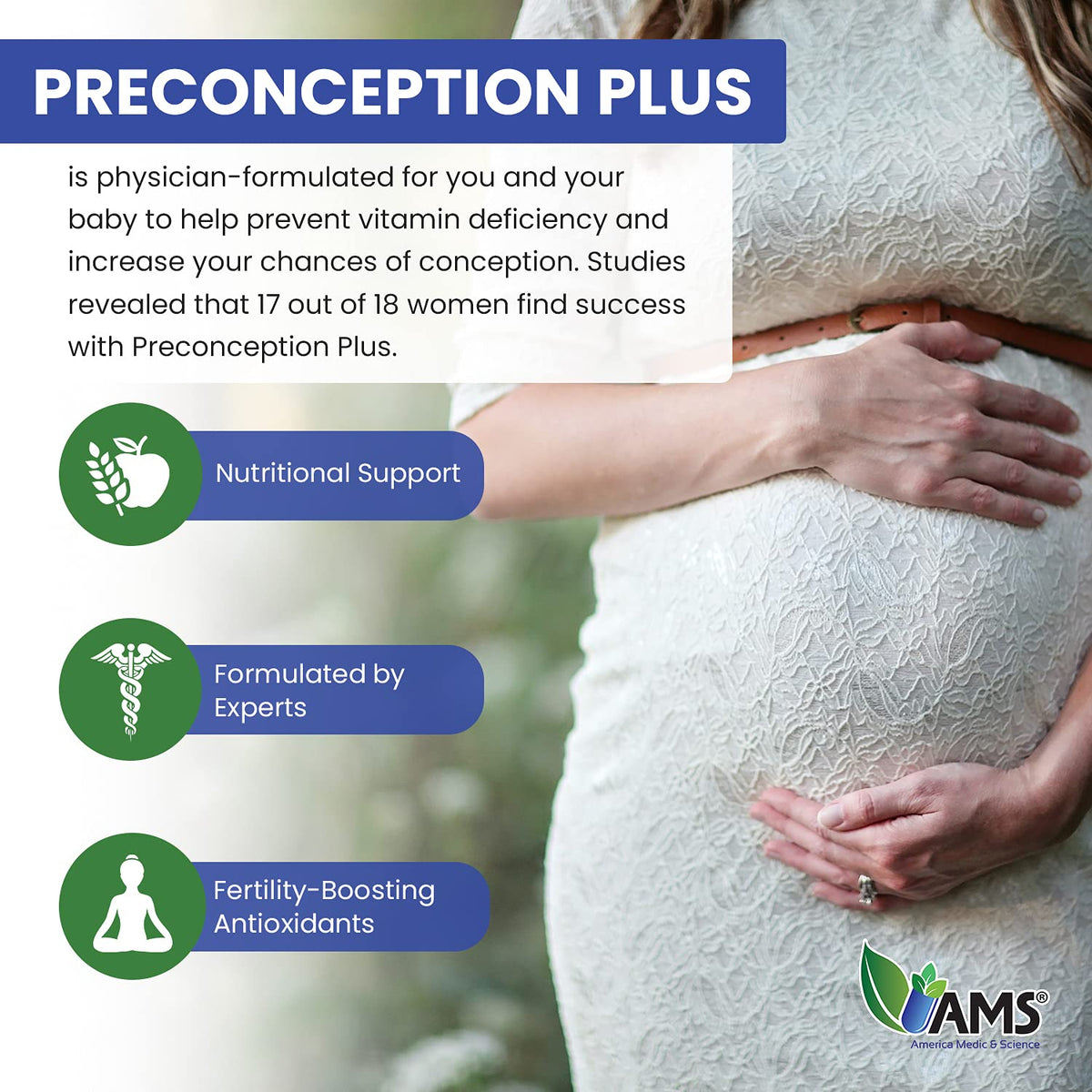 America Medic & Science Preconception Plus bottle with label