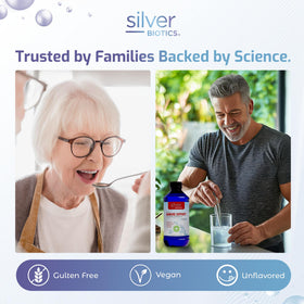 American Biotech Labs Silver Biotics SilverSol 32 Fl Oz label close-up