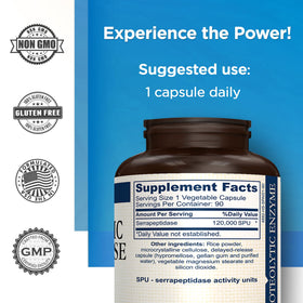 AMVILAB Nattokinase Serrapeptase Supplement back label