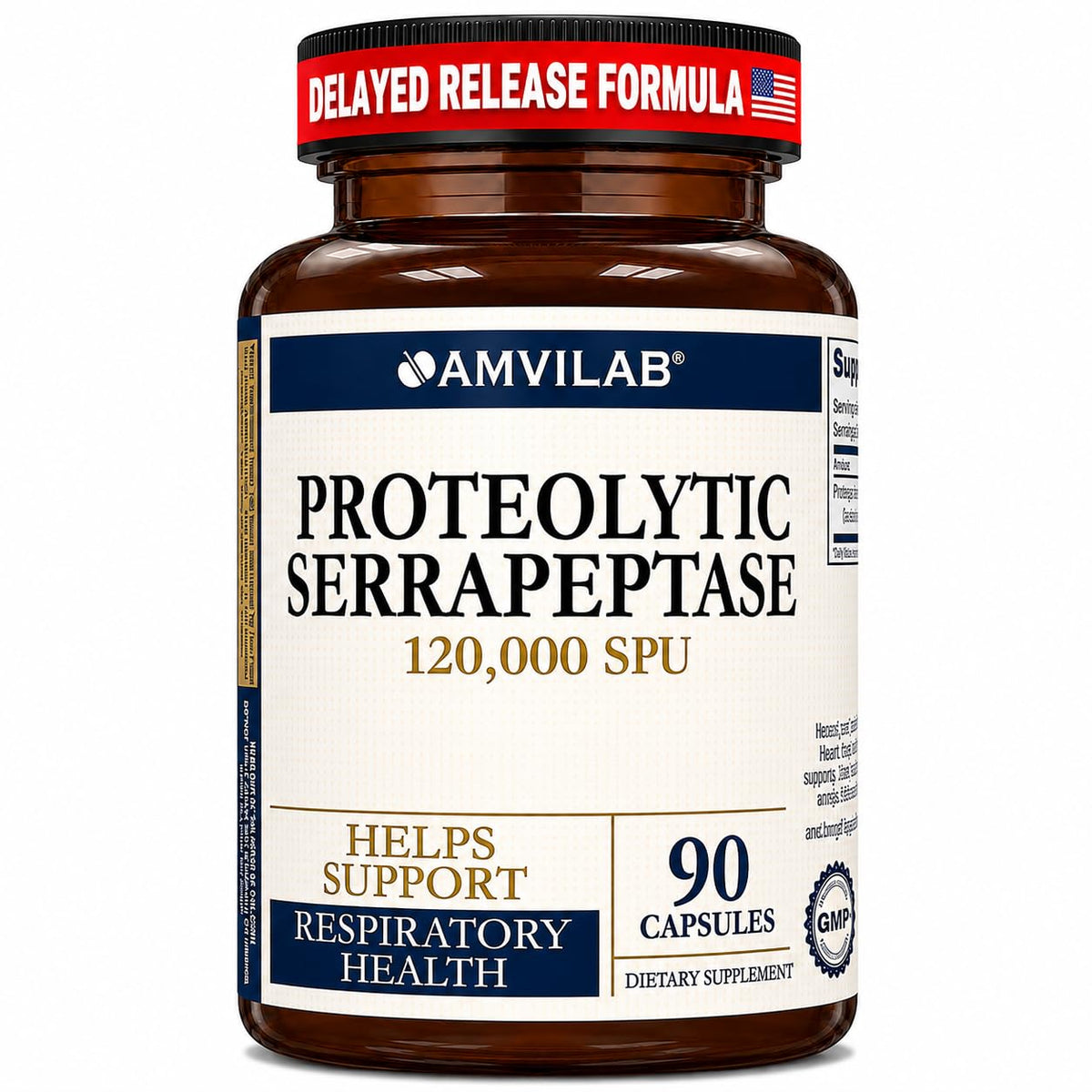 AMVILAB Nattokinase Serrapeptase Supplement bottle front view