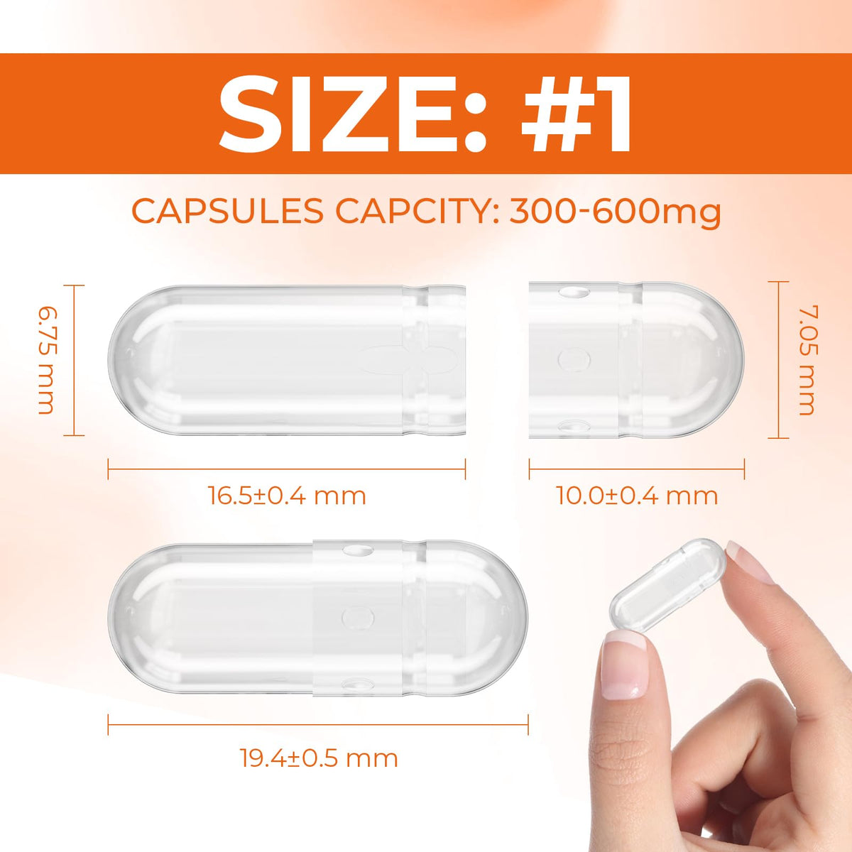 Angtai JN Empty Gelatin Capsules Size 1 500 Count with filling kit