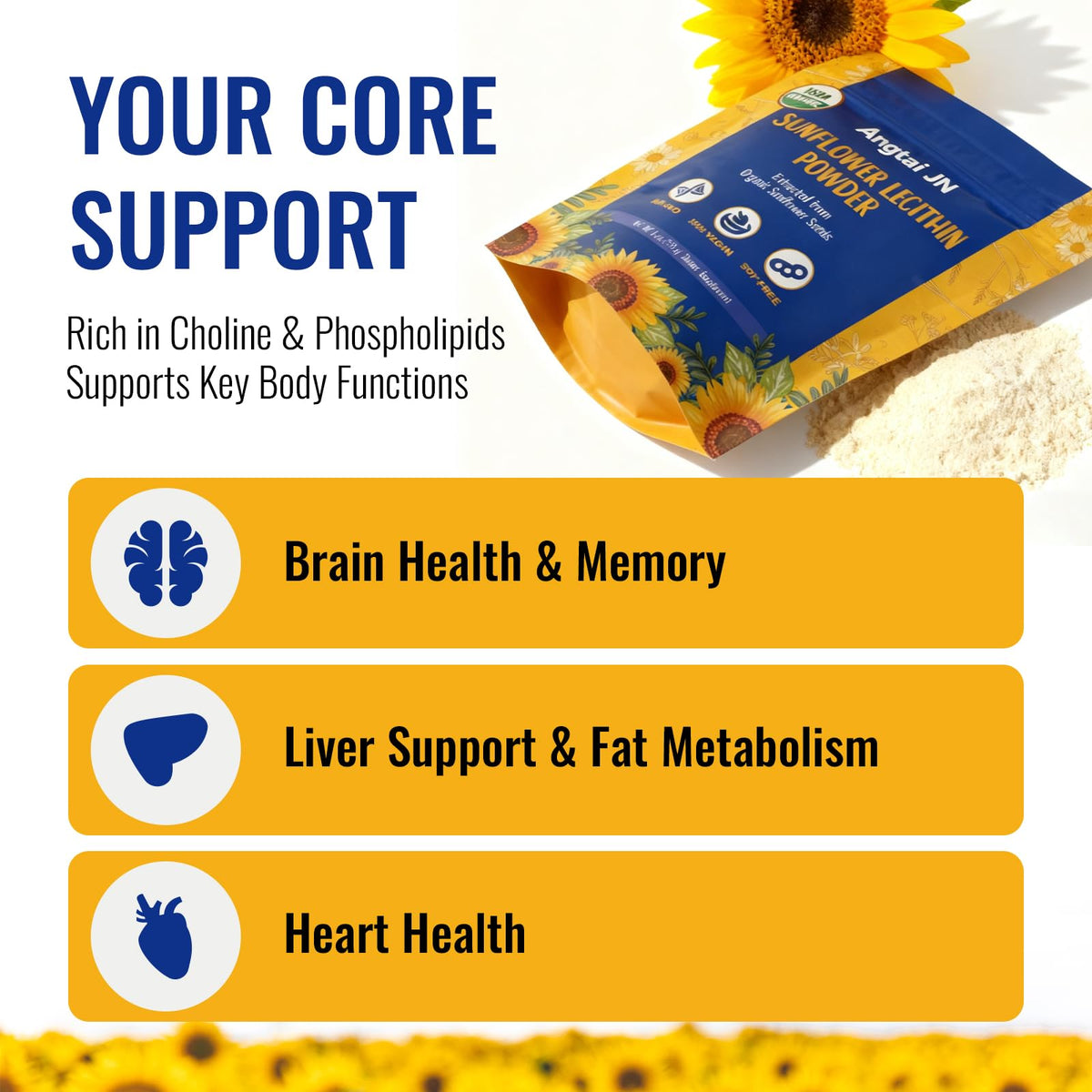 Angtai JN Organic Sunflower Lecithin Powder mixed in smoothie