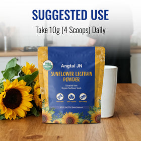 Angtai JN Organic Sunflower Lecithin Powder texture close-up