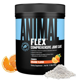 Animal Flex Powder front view with orange flavour packaging