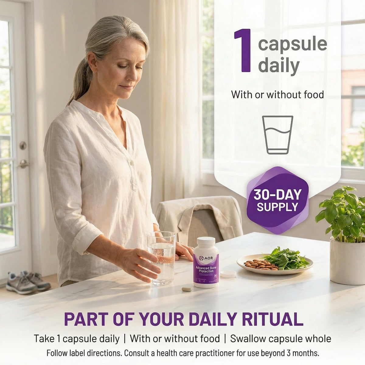 AOR Bone Protection 40mg MBP Capsules with bottle cap open